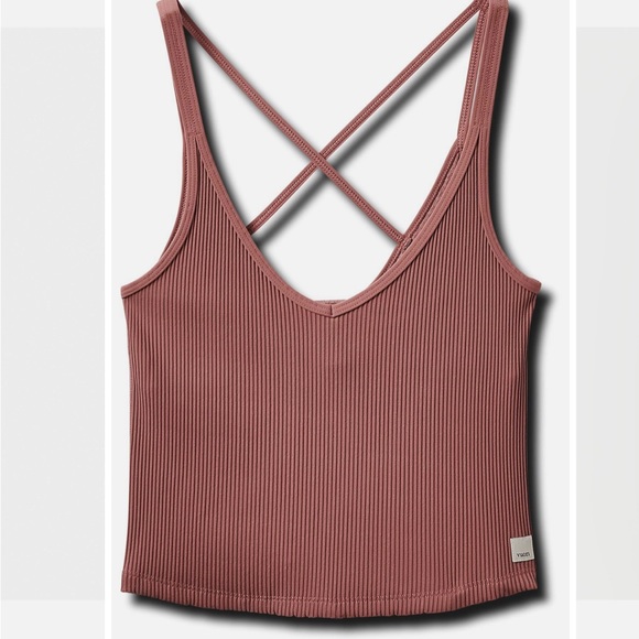 Vuori Tops - VUORI RIB CROP TOP - MARSALA